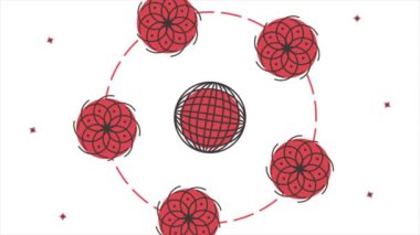 Soyut turuncu dalgalanma ızgarası ya da titreşen geometrik nesneler ağı, çiçekler. Soyut Kırmızı Dalga Şebekesi veya Titreşimli Geometrik Nesnelerin Ağı Soyut fütüristik ortamı olarak kullanır.