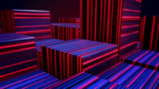 Abstract Bright Neon Cubes Neon Lights Cubes Background Colorful Cubes — Stock Video