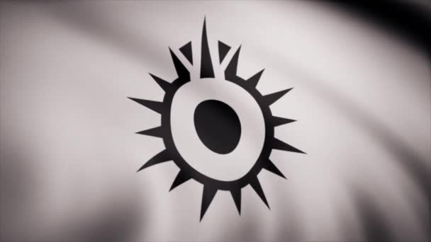 星球大战黑旗在透明的背景上飘扬 特写挥动着黑日标志的旗帜 无缝回圈 编辑动画 — 图库视频影像