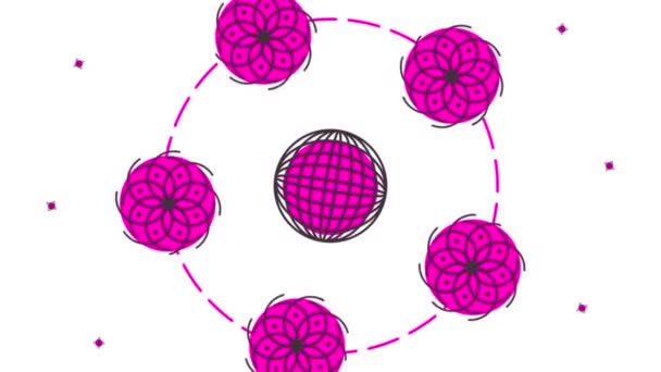 抽象的橙色波动网格或脉动几何物体 花的网状结构 脉冲几何物体作为抽象未来主义环境的粉色波浪网格或网格 — 图库视频影像