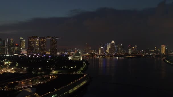 Вид Воздуха Сингапур Выстрел Вид Воздуха Сингапур Ночью — стоковое видео