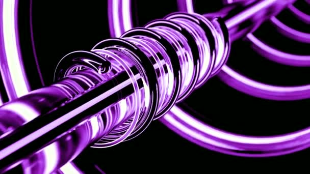 Абстрактный Внеземной Туннель Фиолетовыми Трубками Дизайн Сиреневые Трубы Создающие Эффект — стоковое видео