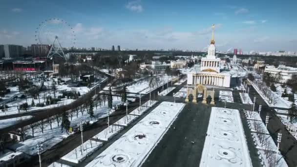 Blick Von Oben Auf Den Historischen Sowjetischen Platz Winter Kreativ — Stockvideo