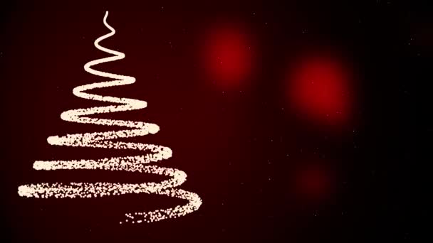 雪の上に落ちると 濃い赤の背景 冬の休日シンボルのライトが点滅 抽象的なスパイラル人工クリスマス ツリー ネオン偽物のクリスマス ツリー 新年あけましておめでとうございます 偽物のメリー クリスマスという概念 — ストック動画