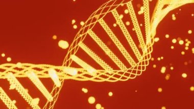 DNA sarmalı spirallerden oluşur. Tasarım. Güzel DNA sarmal yapısı ve hareket eden noktalar. DNA sarmalı renkli arkaplanda döner. 