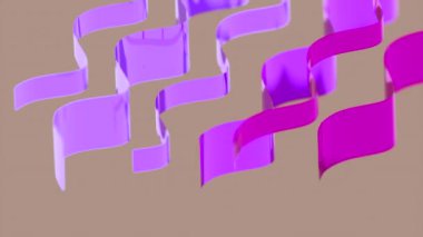 Dalgalı kıvrımlı hareket eden metal çizgiler. Tasarım. Güzel dalgalı çizgiler uzayda hareket eder. Dalgalı çizgiler uzayda metalik parıltıyla hareket eder. 