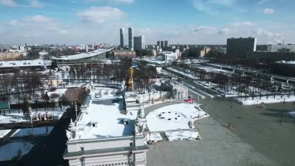 Blick Von Oben Auf Den Historischen Sowjetischen Platz Winter Kreativ — Stockvideo