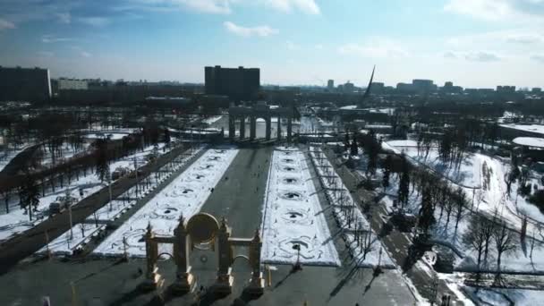 Top View Historic Square Arches Winter Creative Beautiful Historical Center — Stock Video