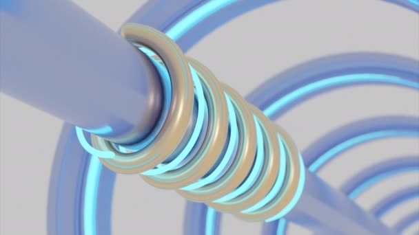 Анимация Вращающихся Трубок Поршнем Дизайн Механическая Структура Вращающимися Трубами Вокруг — стоковое видео