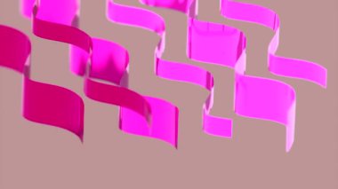 Güzel dalgalı çizgiler uzayda hareket eder. Tasarım. Metalik parıltılı dalgalı çizgiler. Metal çizgiler uzayda dalgalar halinde hareket eder.