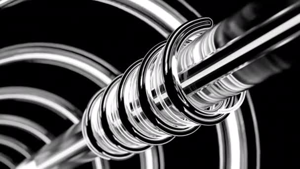 Linhas Brilhantes Giram Torno Tubo Desenho Tubo Metal Com Espirais — Vídeo de Stock