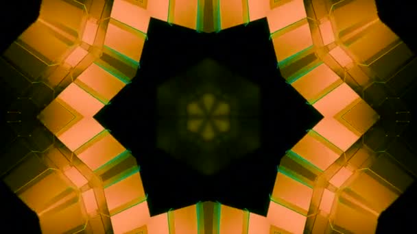 3Dケルドスコープマンダラの抽象的な背景 デザイン 無限の動きで星のフラクタル形状 — ストック動画