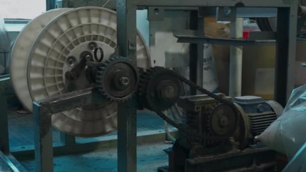 旋转齿轮的机构 讲习班的工业背景 — 图库视频影像
