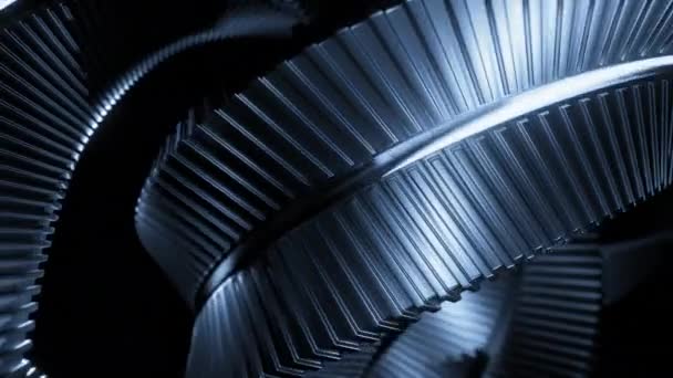 Bends Moving Metal Spiral Design Hypnotic Ribbon Lines Rotating Black — Stock Video