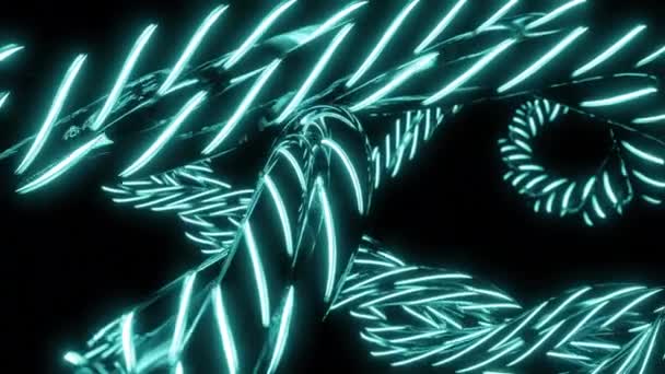 Temném Kyberprostoru Víří Neonové Čáry Design Pohyb Neonových Čar Vířící — Stock video