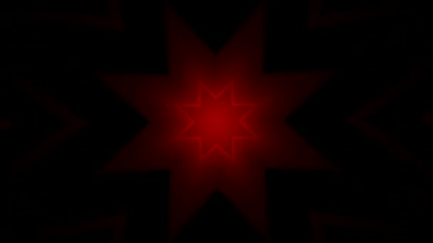 Abstrakcyjne Migające Gwiazdy Ciemności Projektowanie Kalejdoskopowe Kształty Fraktalne Czarnym Tle — Wideo stockowe