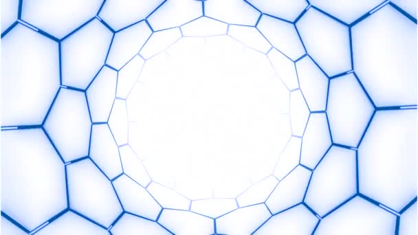 Abstract Spinning Light Tunnel Hexagonal Shapes Design Rotating Neon Walls — Stock Video