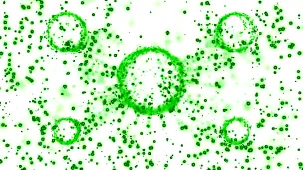 Cirkels Achtergrond Animatie Ontwerp Groene Kleine Deeltjes Ringen — Stockvideo
