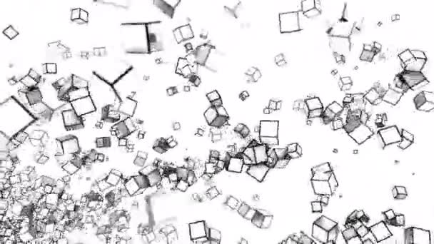 Flux Épandage Abstrait Cubes Motion Silhouettes Petits Cubes Volants Rotatifs — Video