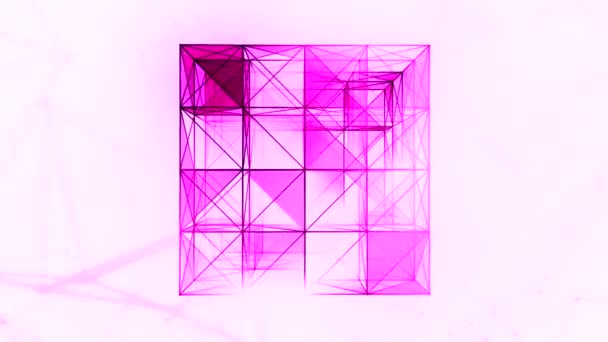 立方体3D设计中的移动边缘 具有三角形轮廓的立方体结构 — 图库视频影像