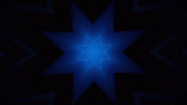 Αφηρημένα Αστέρια Που Αναβοσβήνουν Στο Σκοτάδι Σχέδιο Fractal Αναβοσβήνει Καλειδοσκόπιο — Αρχείο Βίντεο