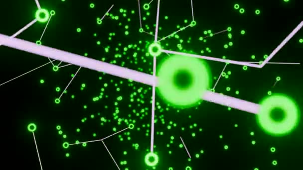 チェーン分子のプレクス デザイン 流れに点滅する結合の鎖が付いている分子か電子 生物学的鎖を変える分子の流れ — ストック動画