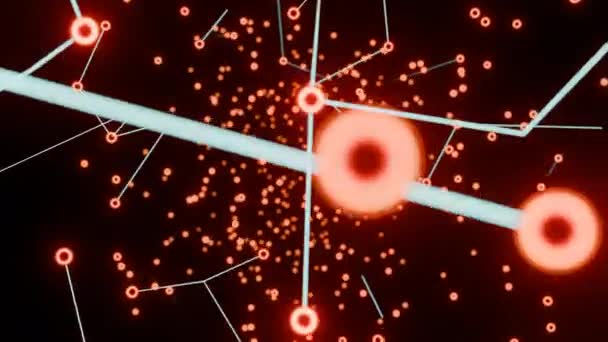 Zincir Molekül Pleksi Tasarım Moleküller Zincirli Elektronlar Akım Içinde Yanıp — Stok video