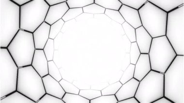 Nanotüp yapı animasyonu. Tasarım. Altıgen sonsuz tünel