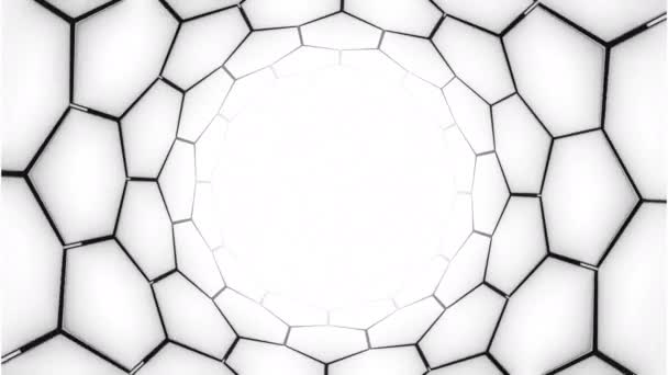 Nanotube Structure Animation Design Hexagonal Endless Tunnel — Stock Video