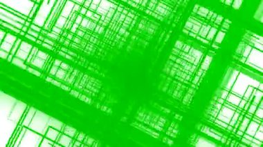 Beyaz arka planda soyut parlak çizgiler ve hareket ve iç içe geçmeler. Hareket. Düz ışınlarla kesişiyor