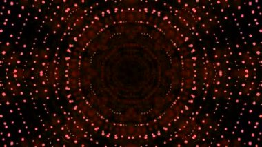 Noktaların kaleydoskopik deseni hareket ediyor. Tasarım. Hipnotik desenli ve hareketli üç boyutlu animasyon. Hipnotik hareket animasyonunda nokta desenli tünel. 