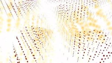 Noktalar uzayda benekli dalgalar halinde hareket ediyor. Tasarım. Uzayda dikey çizgiler halinde hareket eden noktalar. Arkaplanda refleksle üç boyutlu uzayda noktalar hareket ediyor. 