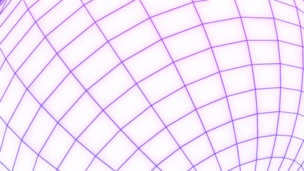 球状細胞は白い背景に移動する デザイン 円形曲がったシンプルな移動グリッドのアニメーション シンプルなグリッドはボールの球体で動きます — ストック動画