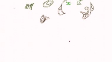 Hatlardan uçan kadın siluetinin animasyonu. Tasarım. Renkli çizgileri olan bir kadının canlandırılmış silueti. Beyaz arka plandaki çizgilerden yapılmış uçan ve dönen kadın figürü. 