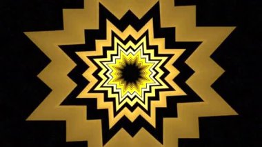 Simetrik fraktal dizaynlı kaleydoskop arkaplanı. Hareket. Dinamik etnik soyut doku