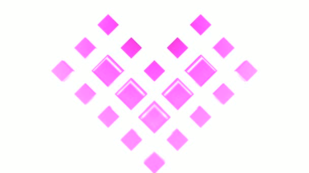 Animace Pohyblivými Čtverci Tvaru Srdce Pohyb Čtverce Pixelovém Stylu Pohybují — Stock video
