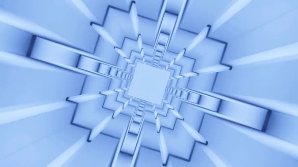Abstrakte Spinntechnologie Quadrat Design Fliegen Rotierenden Endlosen Korridor Mit Quadratischen — Stockvideo