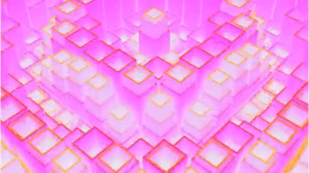 Абстрактные Прыжки Квадрат Куб Формируют Структуру Дизайн Пульсирующие Трубы Вверх — стоковое видео