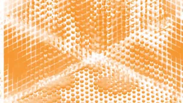 三维立方体织物图案随机挥动 带有立方体的几何背景或带有照明弹的小盒子 — 图库视频影像