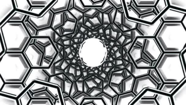 Animacja Nanostruktury Atomu Grafenu Projektowanie Nanorurek Postaci Plastra Miodu Koncepcji — Wideo stockowe