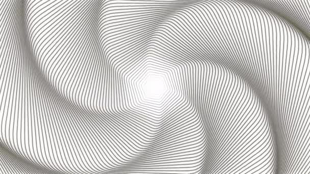 狭い線の歪んだ波でスピニングスパイラル デザイン 光のグリッチ効果による光学錯覚 — ストック動画