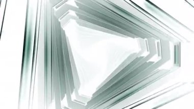 Üçgen siber tünelde hareket var. Hareket. Üçgenli siber tünel ilerliyor. Uzayda hareket eden üçgen katmanlarının siber tüneli. 