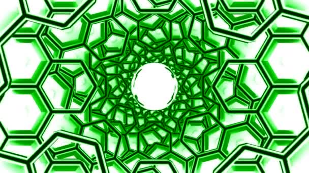 グラフェン原子ナノ構造アニメーション デザイン ナノテクノロジーと科学の概念 ハニカムの形をしたナノチューブ — ストック動画