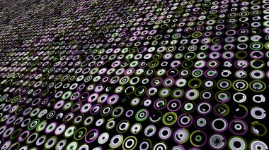 Parlayan dijital veri çemberi ışıkları yanıp sönüyor ve dönüyor. Animasyon. Yapay zeka teknolojisi kavramı