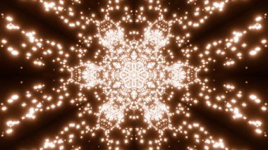 Parlayan yıldızların kaleydoskopu. Tasarım. Yayılan parçacıklarla titreşen süs deseni
