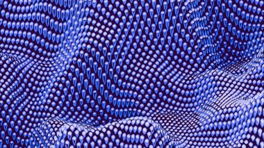 Küçük kürelerden oluşan tuval dalgaları. Tasarım. 3D metalik parlayan boncuklar yukarı aşağı hareket ediyor.