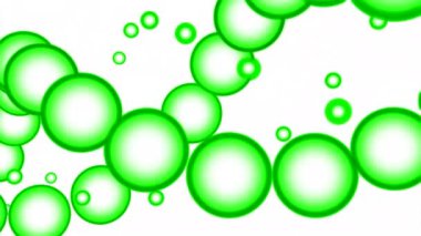 Baloncuk, sarmal şeklinde ferahlatıcı hava kabarcıkları. Tasarım. Beyaz arkaplanda şeffaf küreler dönüyor