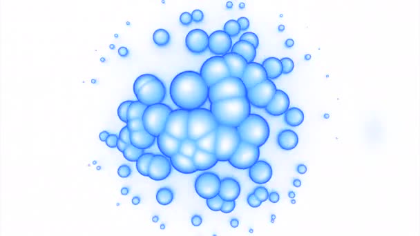 Girando Esferas Transparentes Pequeñas Burbujas Sobre Fondo Blanco Diseño Bolas — Vídeos de Stock