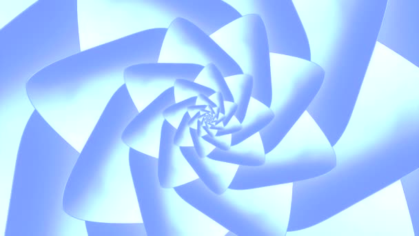 Абстрактная Геометрическая Червоточина Похожая Лепестки Цветов Дизайн Красивые Прядящиеся Голубые — стоковое видео