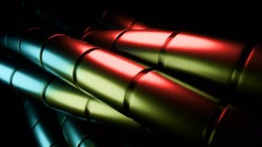 Soyut dönen rengarenk metal tüpler. Tasarım. Çarpık kablolu teknolojik arka plan